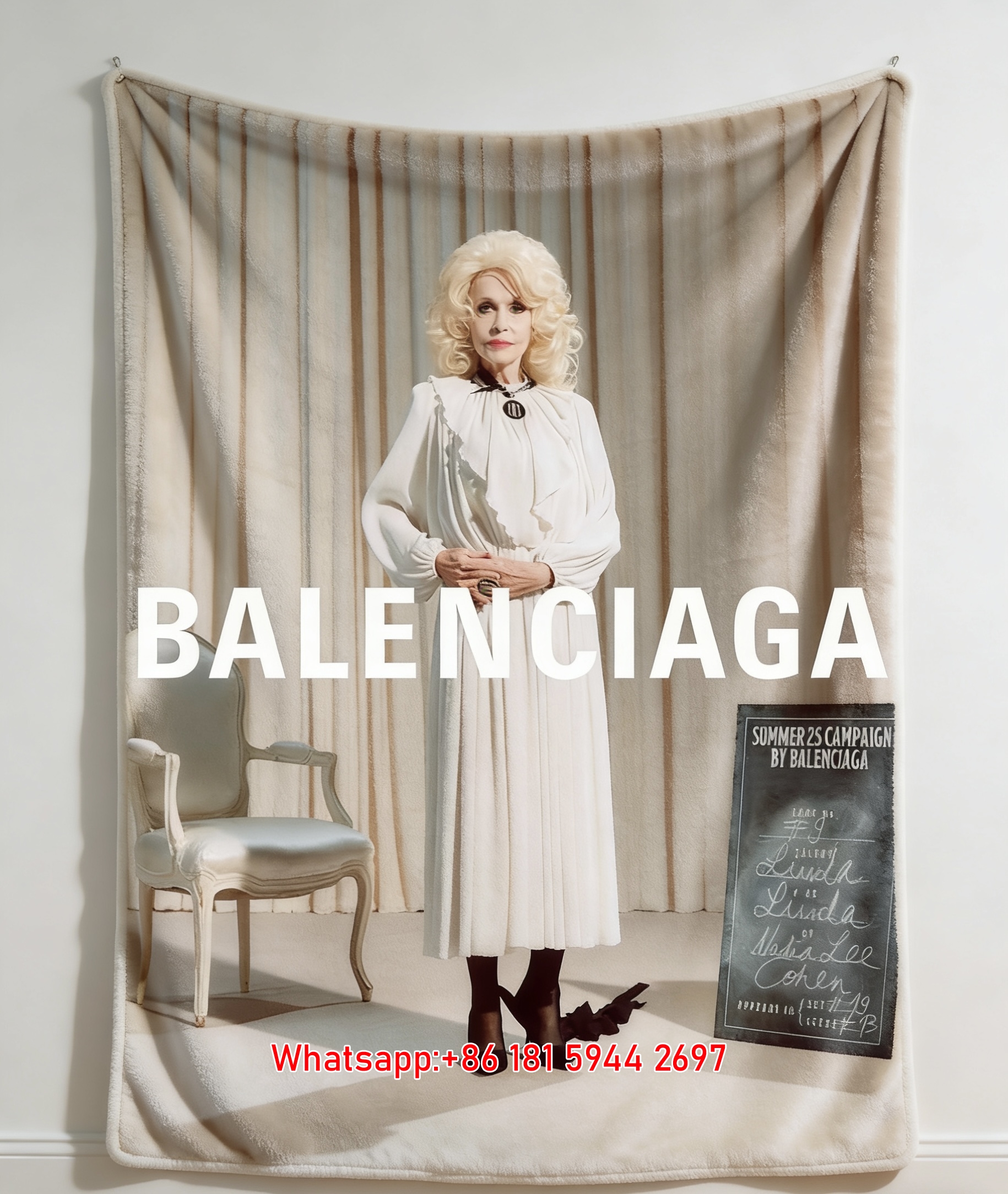 Balenciaga Vintage Campaign Flannel Throw Blanket for Wall Decor BA287